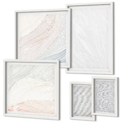 Set of 5 wall art pieces Bright structures string patterns