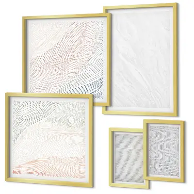 Set of 5 wall art pieces Bright structures string patterns
