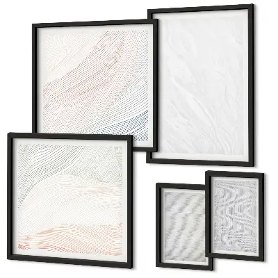 Set of 5 wall art pieces Bright structures string patterns