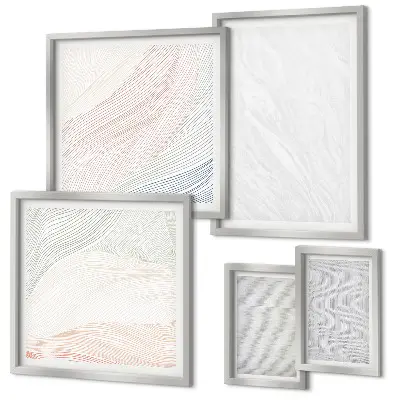 Set of 5 wall art pieces Bright structures string patterns