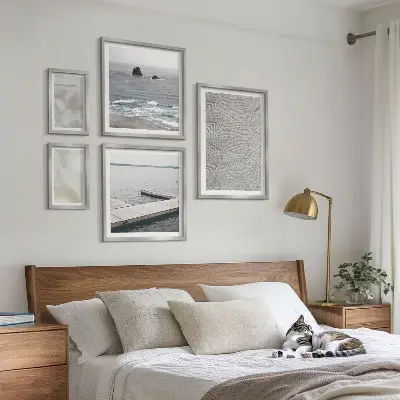 Set of 5 wall art pieces with abstract modern textures