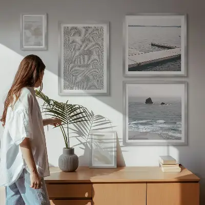Set of 5 wall art pieces with abstract modern textures