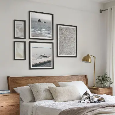 Set of 5 wall art pieces with abstract modern textures