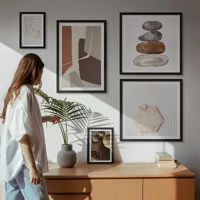Modern art gallery wall textured prints set