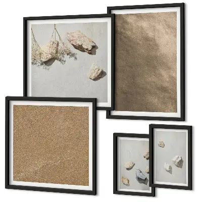 Framed photo set Stones beach natural structures