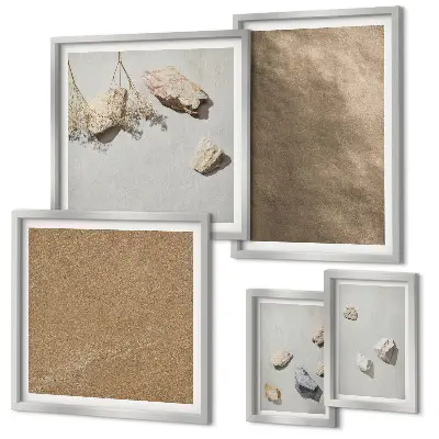 Framed photo set Stones beach natural structures