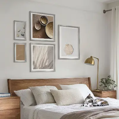 Set of 5 wall art pieces Minimalist textures warm