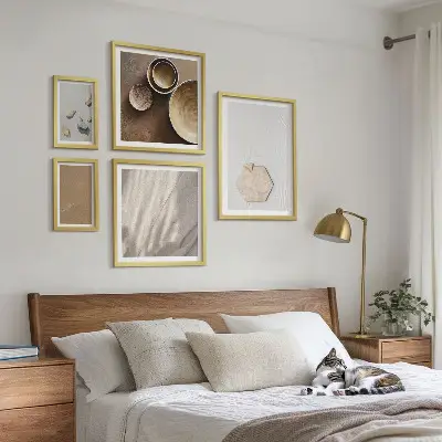 Set of 5 wall art pieces Minimalist textures warm
