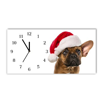 Glass Wall Clock Bulldog Dog Christmas