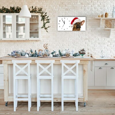 Glass Wall Clock Bulldog Dog Christmas