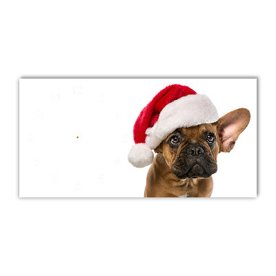 Glass Wall Clock Bulldog Dog Christmas