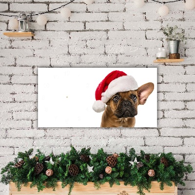 Glass Wall Clock Bulldog Dog Christmas