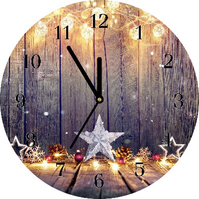 Glass Wall Clock Stars Christmas Lights Decorations