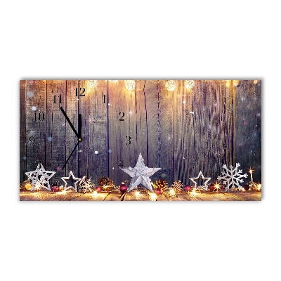Glass Wall Clock Stars Christmas Lights Decorations