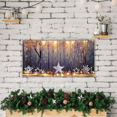 Glass Wall Clock Stars Christmas Lights Decorations