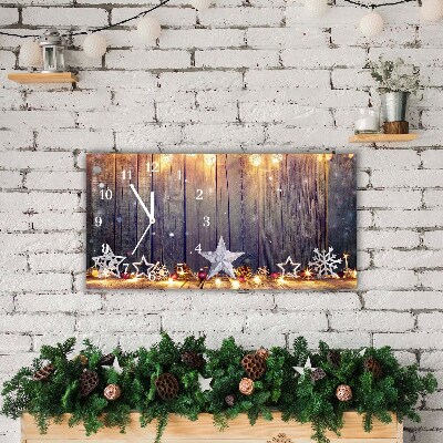 Glass Wall Clock Stars Christmas Lights Decorations