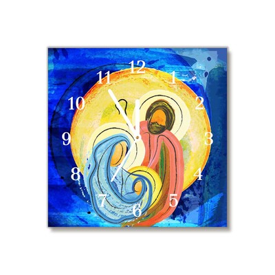 Glass Kitchen Clock Abstraction Holy Family Winter