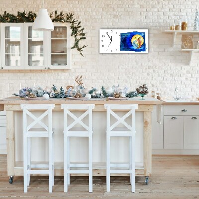 Glass Kitchen Clock Abstraction Holy Family Winter