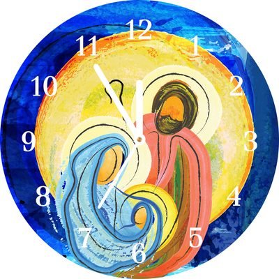 Glass Kitchen Clock Abstraction Holy Family Winter