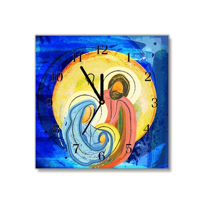 Glass Kitchen Clock Abstraction Holy Family Winter