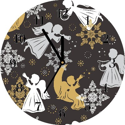 Glass Kitchen Clock Snowflakes Christmas Angels