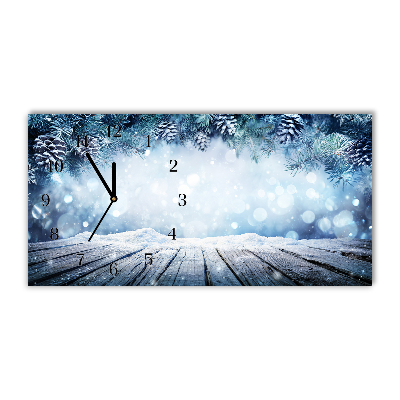 Glass Kitchen Clock Winter Snow Christmas Tree