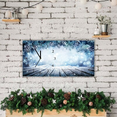 Glass Kitchen Clock Winter Snow Christmas Tree