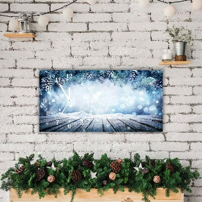 Glass Kitchen Clock Winter Snow Christmas Tree