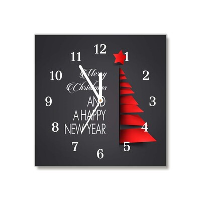 Glass Wall Clock Abstraction Christmas Tree Decoration