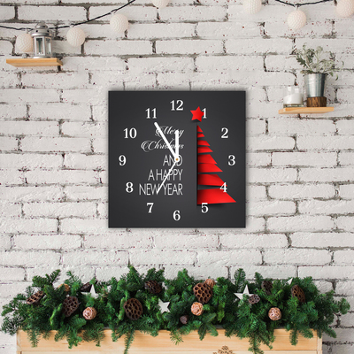 Glass Wall Clock Abstraction Christmas Tree Decoration
