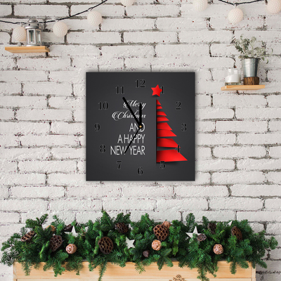 Glass Wall Clock Abstraction Christmas Tree Decoration