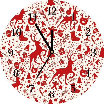 Glass Kitchen Clock Reindeer Decoration Winter holidays
