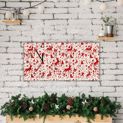 Glass Kitchen Clock Reindeer Decoration Winter holidays
