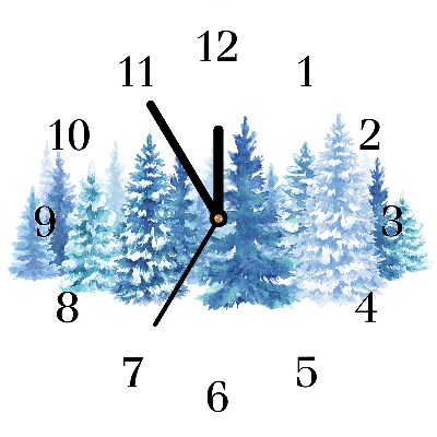 Glass Kitchen Clock Winter Snow Christmas Trees