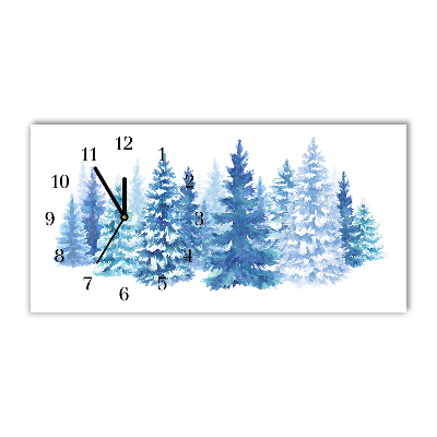 Glass Kitchen Clock Winter Snow Christmas Trees