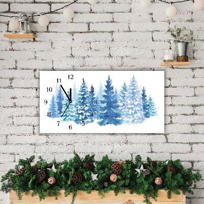 Glass Kitchen Clock Winter Snow Christmas Trees