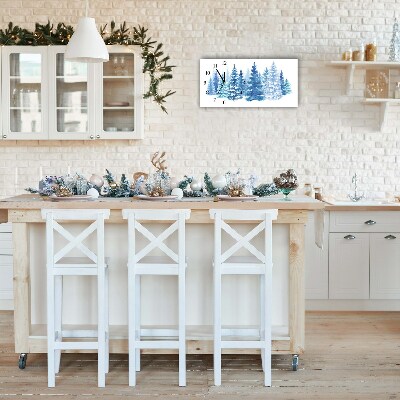 Glass Kitchen Clock Winter Snow Christmas Trees