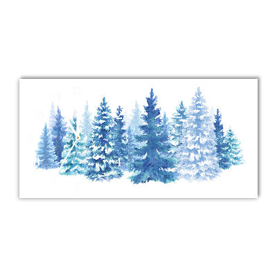 Glass Kitchen Clock Winter Snow Christmas Trees