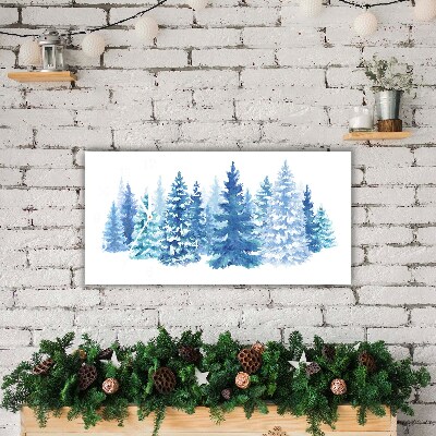 Glass Kitchen Clock Winter Snow Christmas Trees