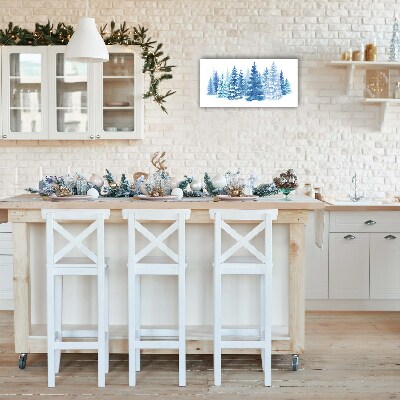 Glass Kitchen Clock Winter Snow Christmas Trees