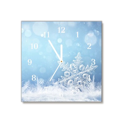 Glass Kitchen Clock Snowflakes Winter Snow