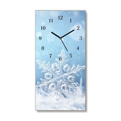 Glass Kitchen Clock Snowflakes Winter Snow