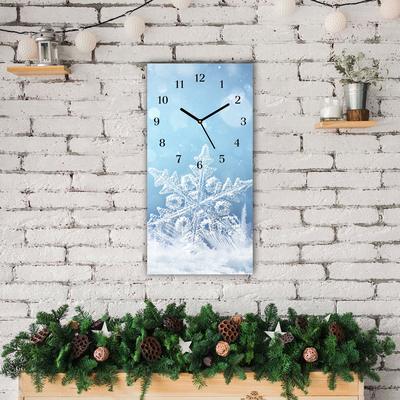 Glass Kitchen Clock Snowflakes Winter Snow