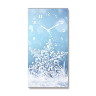 Glass Kitchen Clock Snowflakes Winter Snow