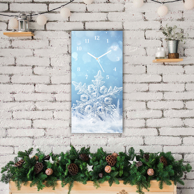 Glass Kitchen Clock Snowflakes Winter Snow