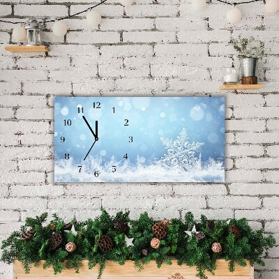 Glass Kitchen Clock Snowflakes Winter Snow