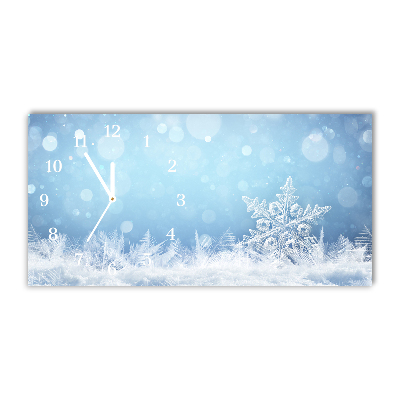 Glass Kitchen Clock Snowflakes Winter Snow