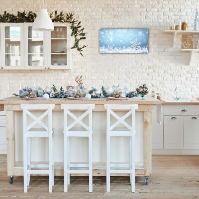 Glass Kitchen Clock Snowflakes Winter Snow