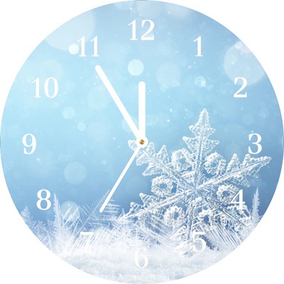 Glass Kitchen Clock Snowflakes Winter Snow