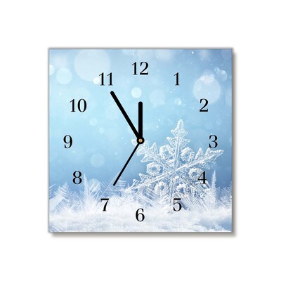 Glass Kitchen Clock Snowflakes Winter Snow